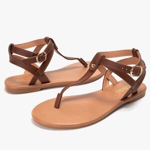 NWT Colgo Brown T-Strap Thong Flat Sandals - Women’s Size 6